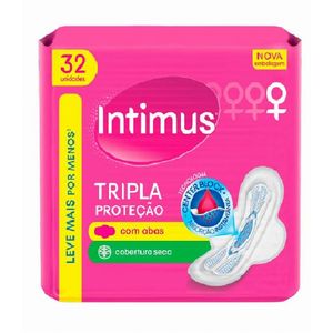 Absorvente Intimus Tripla Proteção Cobertura Seca com Abas 32 Unidades